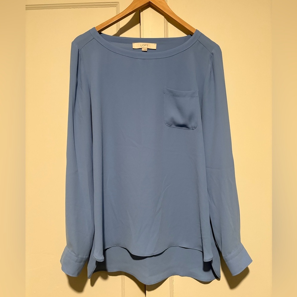 Loft Baby Blue Long Sleeve Blouse - Picture 1 of 3